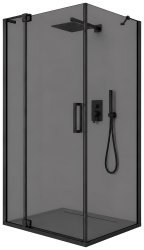 Душевой уголок Cezares SLIDER-AH-1-80-90/100-GRIGIO-NERO 90x80, стекло графит, профиль черный