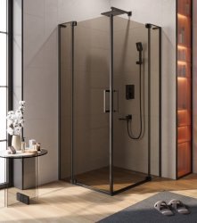 Душевой уголок Cezares SLIDER-AH-2-80/90-100/110-BR-NERO 80x100, стекло бронза, профиль черный