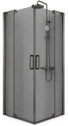 Душевой уголок Cezares SLIDER-AH-2-90/100-100/110-GRIGIO-GM 90x100, стекло графит, профиль сталь