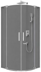 Душевой уголок Cezares SLIDER-R-2-80/90-Grigio-Cr 80x80, стекло графит, профиль хром
