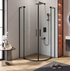 Душевой уголок Cezares SLIDER-R-2-90/100-C-NERO 90x90, профиль черный