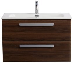 Тумба с раковиной Cezares Eco-cer-n 00-00017221 81x51 подвесная, орех шоколад софт