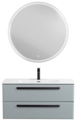 Тумба с раковиной Cezares Eco-cer-n 00-00021064 101x51 подвесная, серо-голубая матовая