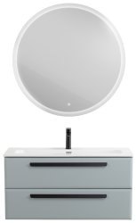 Тумба с раковиной Cezares Eco-cer-n 00-00021069 101x51 подвесная, серо-голубая матовая