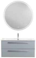Тумба с раковиной Cezares Eco-cer-n 00-00021079 101x51 подвесная, серо-голубая матовая