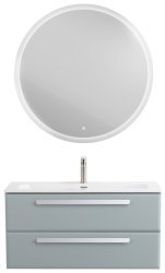 Тумба с раковиной Cezares Eco-cer-n 00-00021089 101x51 подвесная, серо-голубая матовая