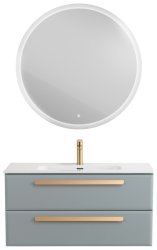 Тумба с раковиной Cezares Eco-cer-n 00-00021094 101x51 подвесная, серо-голубая матовая
