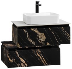 Тумба с раковиной Cezares Slider 00-00018478 81x62 подвесная, черный фьюжн