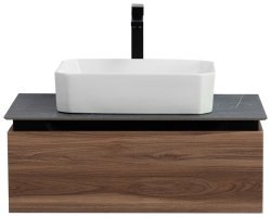 Тумба с раковиной Cezares Slider 00-00018481 81x30 подвесная, орех дымчатый