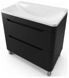 Тумба с раковиной Uperwood Ocean KOceanF100b2 100x44 напольная, черная, 2 ящика
