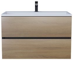 Тумба под раковину Uperwood Barsa 293020539 80x45 подвесная, черная/дуб сонома