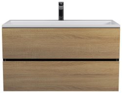 Тумба под раковину Uperwood Barsa 2937205253 90x45 подвесная, черная/дуб сонома