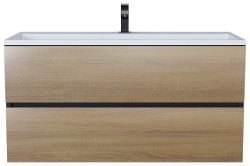 Тумба под раковину Uperwood Barsa 293020540 100x45 подвесная, черная/дуб сонома