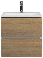Тумба с раковиной Uperwood Barsa 29830205646 50x45, раковина белая подвесная тумба белая/дуб сонома