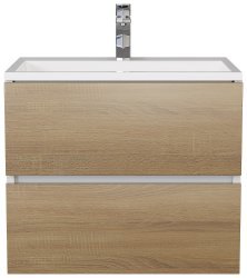 Тумба с раковиной Uperwood Barsa 2930205646 60x45, раковина белая подвесная тумба белая/дуб сонома