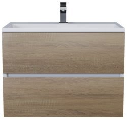 Тумба с раковиной Uperwood Barsa 293020546 70x45, раковина белая подвесная тумба белая/дуб сонома