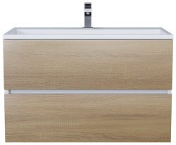Тумба с раковиной Uperwood Barsa 293020534 80x45, раковина белая подвесная тумба белая/дуб сонома