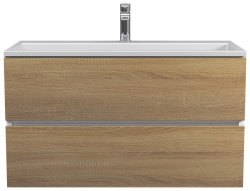 Тумба с раковиной Uperwood Barsa 29830205648 90x45, раковина белая подвесная тумба белая/дуб сонома