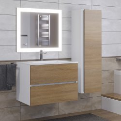 Тумба с раковиной Uperwood Barsa-Next 2900000094 70x45 подвесная, белая/дуб сонома