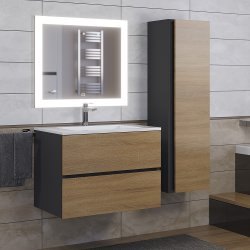 Тумба с раковиной Uperwood Barsa-Next 2900000095 70x45 подвесная, черная/дуб сонома