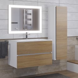 Тумба с раковиной Uperwood Barsa-Next 290000012 80x45 подвесная, белая/дуб сонома