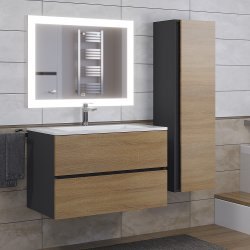 Тумба с раковиной Uperwood Barsa-Next 290000013 80x45 подвесная, черная/дуб сонома