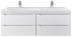 Тумба с раковиной Uperwood Tanos 2291020229 120x45 подвесная, двойная, 4 ящика, белая