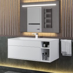 Тумба с раковиной Uperwood Lotus Premium 39340207463 100x50 подвесная, белая