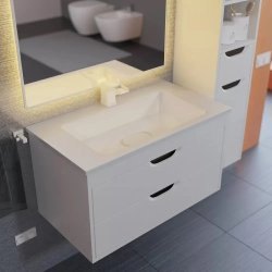 Тумба под раковину подвесная Uperwood Modul 2930205355 75x44, белая/графит