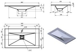 Раковина Uperwood Geo RGeo80g 80x45, графитовая, серый