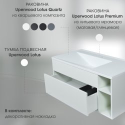 Раковина Uperwood Lotus Quartz 29192037 100x50, черная матовая, уголь