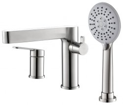 Смеситель на борт ванны BelBagno DELTA DEL-BVD3-IN, сатин