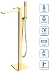 Напольный смеситель для ванны BelBagno LUCE LUC-FMT-ORO, глянцевое золото