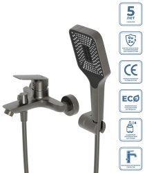 Смеситель для ванны BelBagno DUE DUE-VASM-GM, оружейная сталь