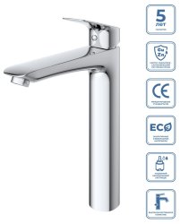 Смеситель для раковины BelBagno Due DUE-LMC-CRM-W0 высокий, хром