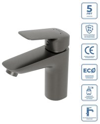 Смеситель для раковины BelBagno Due DUE-LVM-GM-W0, оружейная сталь