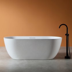 Ванна Abber Frankfurt AM9941 170x75 из композитного камня Rock отдельностоящая, белая матовая