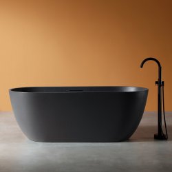 Ванна Abber Frankfurt AM9941B 170x75 из композитного камня Rock отдельностоящая, черная матовая