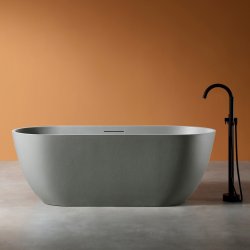 Ванна Abber Frankfurt AM9941MLG 170x75 из композитного камня Rock отдельностоящая, светло-серая матовая