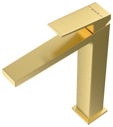Смеситель для раковины VitrA Minimax Square A4372425EXP высокий, брашированное золото