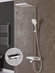 Душевая система TESKA MIRA DK3602C, хром / черное стекло