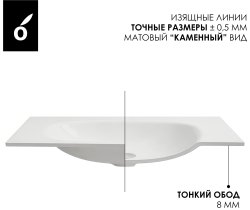 Раковина Oliveeka Flow 100x46, белая матовая