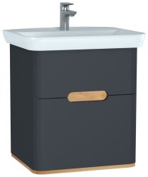 Тумба с раковиной VitrA Sento 60834 54x44 подвесная, матовый антрацит