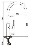 Смеситель для кухни AQG Sort 05SOR500NG, черный матовый