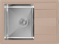 Кухонная мойка Florentina Комби 21.390.B0650.107 65x48 из кварцевого композита и нержавеющей стали, песочный