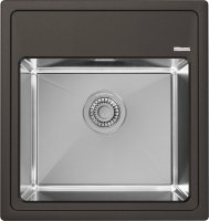 Кухонная мойка Florentina Комби 21.455.B0480.302 48x51 из кварцевого композита и нержавеющей стали, антрацит