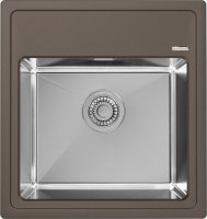 Кухонная мойка Florentina Комби 21.455.B0480.307 48x51 из кварцевого композита и нержавеющей стали, серый шёлк