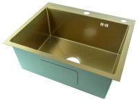 Кухонная мойка Fmark FSC5545C 55x45 стальная, матовое золото