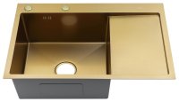 Кухонная мойка Fmark FSC6550C-L 65x50 стальная, матовое золото