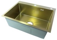 Кухонная мойка Fmark FSC7550C 75x50 стальная, матовое золото